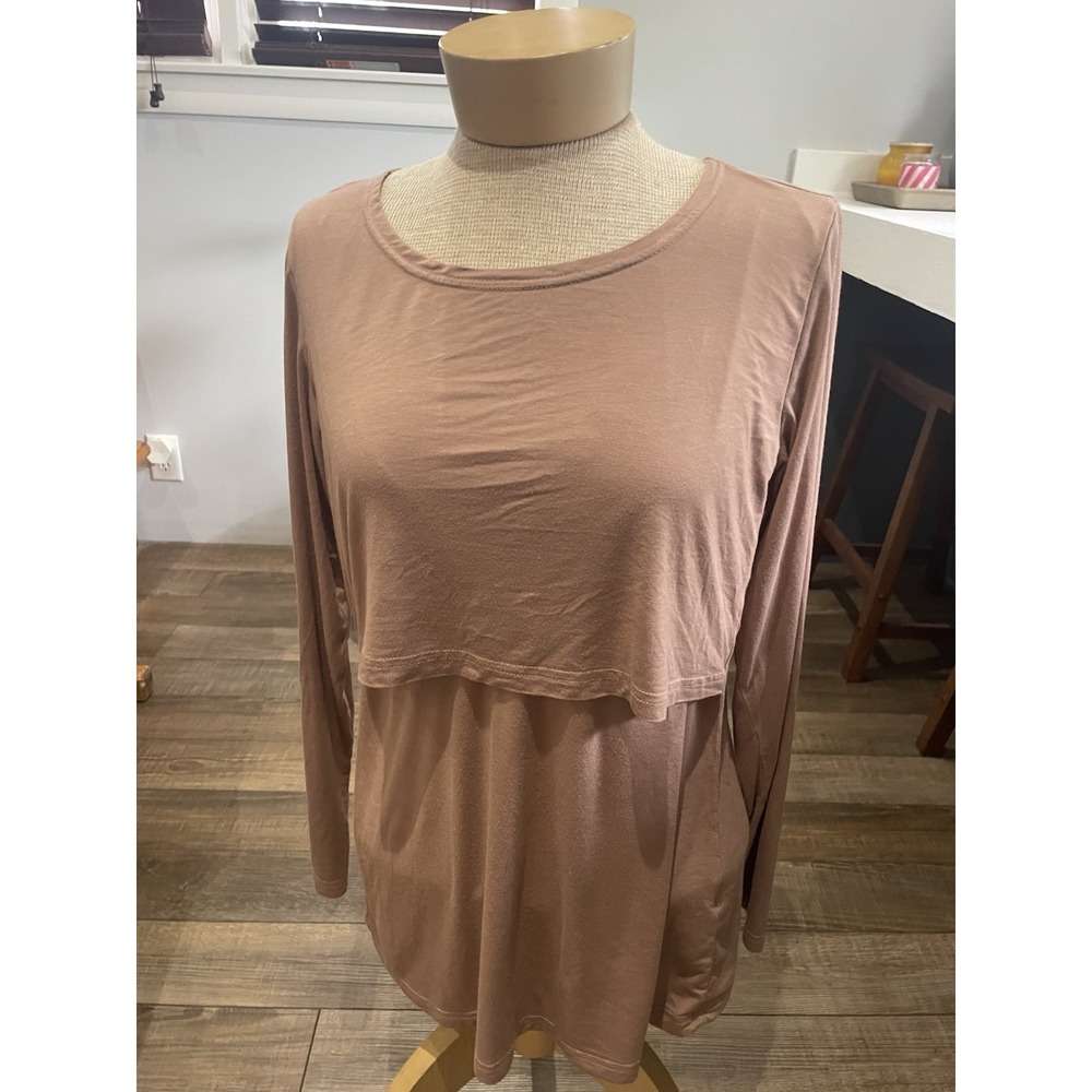 Smallshow Dusty Pink Crop Layer Long Sleeve Shirt M Ditsy Lagenlook